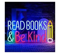 Jaeooai Insegna al neon Lampada da lettura al neon Leggi libro, sii gentile per studio, biblioteca, sala, cameretta dei bambini, dimmerabile(42X21cm)