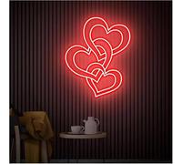 Jaeooai Insegna al neon Lampada d'atmosfera rilassante a forma di cuore, insegne al neon alimentate da luci a luminosità regolabile(B,20cmx60cm)