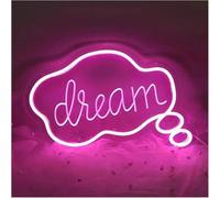 Jaeooai Insegna al neon Lettres colorées Intérieur Luminaires Rêve Néon Signe Bureau Chambre Mur Barre Décor Lumière Fête(Rosa)