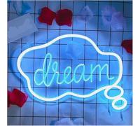 Jaeooai Insegna al neon Lettres colorées Intérieur Luminaires Rêve Néon Signe Bureau Chambre Mur Barre Décor Lumière Fête(Blu)