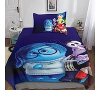 Jaerb Inside Out Copripiumino Da in 2 Pezzi Set Di Biancheria Da Letto Anime Con Federe Abbinate Stampati in 3D Con Cerniera Nascosta, Copripiumino in Microfibra Single（135x200cm）