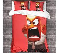 Jaerb Inside Out Copripiumino Da in 3 Pezzi Set Di Biancheria Da Letto Anime Con Federe Abbinate Stampati in 3D Con Cerniera Nascosta, Copripiumino in Microfibra King（220x240cm）