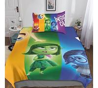 Jaerb Inside Out Set Copripiumino 2 Pezzi Con Stampa 3D Con Federe Abbinate Anime Microfibra Di Poliestere Adatto Ad Adulti E Bambini Con Chiusura A Cerniera Single（135x200cm）