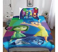 Jaerb Inside Out Set Di Biancheria Da Letto 2 Pezzi Con Stampa 3D Con Federe Abbinate Anime Copripiumino Con Chiusura A Cerniera Morbida Microfibra Copripiumino Single（135x200cm）
