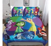 Jaerb Inside Out Set Di Copripiumino Con 3D, 3 Pezzi Set Di Federe Anime Copripiumino Biancheria Da Letto Per Ragazzi E Ragazze Double（200x200cm）