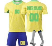 JAFCUE Personalised Brasile 25/26 Maglia da Calcio con Il Tuo Nome/Numero, Set di Calcio Regali da Calcio Adatti Come Regalo per I Tifosi di Calcio(7)