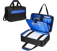 Jaffzora Custodia da trasporto per PS5 PRO/PS5/PS5 Slim, borsa protettiva da viaggio adatta per console PlayStation 5, controller, dischi di gioco e accessori da gioco, Nero e blu., Organizer per