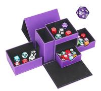 Jaffzora Vassoio per dadi e rullo per dadi a torre, scatola magnetica per dadi per rotolamento, 3 in 1, in pelle, organizer per dadi adatto per Dungeons & Dragons, MTG DM e Player, viola e nero