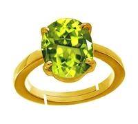 JAGDAMBA GEMS 15.25 Ratti 14.05 carati AA++ pietra preziosa peridota verde naturale certificato di qualità panchdhatu anello regolabile in metallo Anguthi per uomini e donne, placcato oro, Placcato