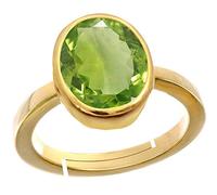 JAGDAMBA GEMS 8.25 Ratti 7.55 carati AA++ pietra preziosa peridota verde naturale di qualità con anello regolabile in metallo bianco panchdhatu per uomo e donna, placcato oro, Peridoto, placcato