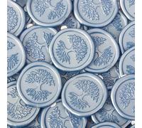 JAGERGREEN 24 Pezzi Sigillo di Cera, Kit con Motivi Vari, Blu Auto-Adesivi per Inviti Matrimonio, Sigillare Buste, Regali, Decorazioni (Albero della Vita)