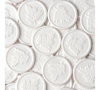 JAGERGREEN Sigillo di Cera per Inviti Matrimonio, 24 Pezzi Bianco Auto-Adesivi, Motivo Ramo di Olivo per Sigillare Buste, Regali, Natale