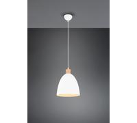 JAGGER SOSPENSIONE CONO METALLO BIANCO E LEGNO D.25CM 1 LUCE ATTACCO E27