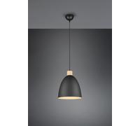 JAGGER SOSPENSIONE CONO METALLO NERO E LEGNO D.25CM 1 LUCE ATTACCO E27