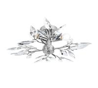 Jago® Lampadario - 3 Lampadine 40 W Richieste, E14 o LED, Rami Cromati e Foglie Acriliche, Modello a Scelta - Lampada Soffitto, Plafoniera a Sospensione, per Soggiorno, Salotto (Trasparente)