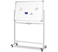 Jago® Lavagna Magnetica con Ruote - Doppia Faccia, Girevole, Cancellabile a Secco, Magneti, Pennarelli, Spugna, Vassoio, Dimensione a Scelta, Bianca - Bacheca Magnetica, Whiteboard (110 x 75 cm)