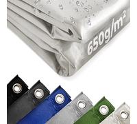Jago® Telo Impermeabile - 4 x 3 m, PVC 650 g/m², Impermeabile, Antipioggia, con Occhielli, Bianco - Telo Copritutto Occhiellato, Copertura, Telone Protettivo da Esterno, Legna, Campeggio