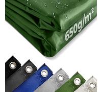 Jago® Telo Impermeabile - 4 x 5 m, PVC 650 g/m², Impermeabile, Antipioggia, con Occhielli, Verde - Telo Copritutto Occhiellato, Copertura, Telone Protettivo da Esterno, Legna, Campeggio