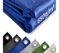 Jago® Telo Impermeabile - 4 x 7 m, PVC 650 g/m², Impermeabile, Antipioggia, con Occhielli, Blu - Telo Copritutto Occhiellato, Copertura, Telone Protettivo da Esterno, Legna, Campeggio