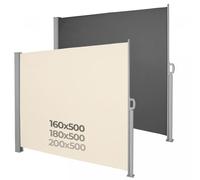 Jago® Tenda da Sole Laterale - 500 x 160/180/200 cm, Anti UV, Frangivento, Frangivista - Paravento Laterale, Rettratile, Avvolgibile, da Esterno, Giardino, Balcone, Terrazzo (200x500 cm, Beige)