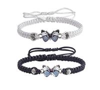 jagosen Bracciali Coppia Braccialetto Farfalla Corda Regolabile Amicizia Charm Compleanno Regalo Di San Valentino Con Borsa Di Velluto Per Le Donne Ragazze