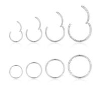 jagosen Nasenpiercing anello argento 8pc 18g Nasenring Nostril Setto Piercing anelli Set Chirurgenstahl sottile Lippenpiercing Setto Clicker Knorpel Piercing Ohr Für Damen Männer 6mm/8mm/10mm/12mm