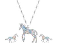 jagosen Orecchini Bambina Collana Cavallo Set Gioielli Donna Argento Orecchini Ciondolo Cavallo Gioielli Per Donne Ragazze Regalo Di Natale