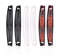 Jagowa 6 fermagli per capelli a banana, classici, stile retrò, per capelli lunghi, per donne e ragazze, 15 cm (bianco, nero, marrone)