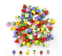 Jagowa BG-2207-50 - 100 mini gomme da cancellare a forma di frutta a forma di animale, cancelleria per studenti, regali per feste, premi in classe (frutta)