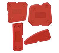 Jagowa Kit di 4 attrezzi per sigillatura sigillante - Applicatore in silicone multi-bordo per cucina e bagno (rosso)