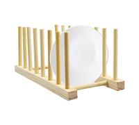Jagowa Portapiatti in bambù, con supporto per piatti in legno, supporto per coperchio per pentole, scolapiatti, armadio da cucina, organizer per ciotola