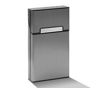 Jagowa Portasigarette in alluminio, per 20 sigarette, sottile, per uomini e donne, colore grigio