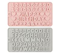 Jagowa - Set di 2 stampi in silicone a forma di lettere e numeri, con lettere e numeri, per decorazioni di torte e dolci fai da te