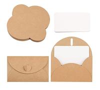 Jagowa Set di 25 buste in carta kraft e biglietti vuoti, mini buste fai da te con chiusura a cuore per San Valentino, biglietti di ringraziamento e biglietti regalo