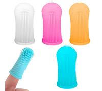 Jagowa Spazzolino da denti per cani in silicone per uso alimentare, 4 pezzi, con custodia per la placca del cane, pulizia orale per la cura dentale (4 colori)