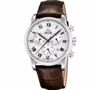 Jaguar Acamar J968/5 Men's Chronograph Watch - Stainless Steel Case, Silver Dial, Brown Leather Strap