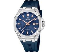 JAGUAR Orologio Uomo J1010/2 Diplomatic Cassa in Acciaio Inox 316L Argento Cinturino in Gomma Blu, striscia