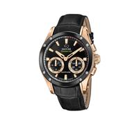 Jaguar Connected J959/1 Men's Hybrid Smartwatch - Rose Gold-Tone Stainless Steel Case, Black Dial, Black Leather Strap