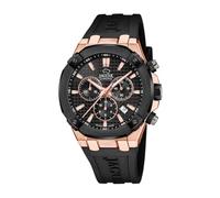JAGUAR Orologio Uomo J1015/1 Diplomatic Cassa in Acciaio Inox 316L Oro Cinturino in Gomma Nero