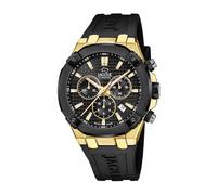 JAGUAR Orologio Uomo J1014/1 Diplomatic Cassa in Acciaio Inox 316L Oro Cinturino in Gomma Nero