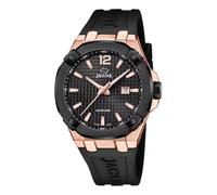 JAGUAR Orologio Uomo J1013/1 Diplomatic Cassa in Acciaio Inox 316L Oro Cinturino in Gomma Nero, striscia