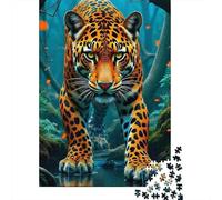 Jaguar in Forest 1000 Pezzi Cartone Extra Spesso Set Di Puzzle Coppia Partner Allenamento Di Concentrazione Idea Regalo 52x38cm/1000pcs