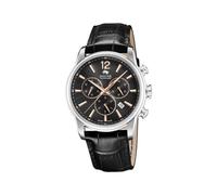 Jaguar J968/6 Men's Chronograph Watch - Black Dial, Black Leather Strap