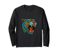 Jaguar Maya Azteco Nativo Messicano Orgoglio Messicano Mitologia Maglia a Manica