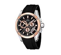 Jaguar Men's Swiss Quartz Chronograph Watch - Model J689/1, Stainless Steel Case with Rose Gold PVD, Black Dial, Black Rubber Strap