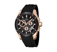 Jaguar Men's Swiss Quartz Chronograph Watch - Model J691/1, Rose Gold PVD Stainless Steel Case, Black Dial, Black Rubber Strap