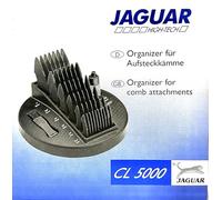 Jaguar organizzatore di pettini per tagliacapelli rotondo in PC leggero e stabile, capacità di 6 pettini (5, 7, 9, 12, 19, 25 mm), spazzola detergente e flacone lubrificante