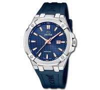 JAGUAR Orologio Uomo J1010/2 Diplomatic Cassa in Acciaio Inox 316L Argento Cinturino in Gomma Blu, striscia