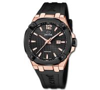 JAGUAR Orologio Uomo J1013/1 Diplomatic Cassa in Acciaio Inox 316L Oro Cinturino in Gomma Nero, striscia