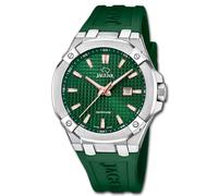 JAGUAR Orologio Uomo J1010/3 Diplomatic Cassa in Acciaio Inox 316L Argento Cinturino in Gomma Verde
